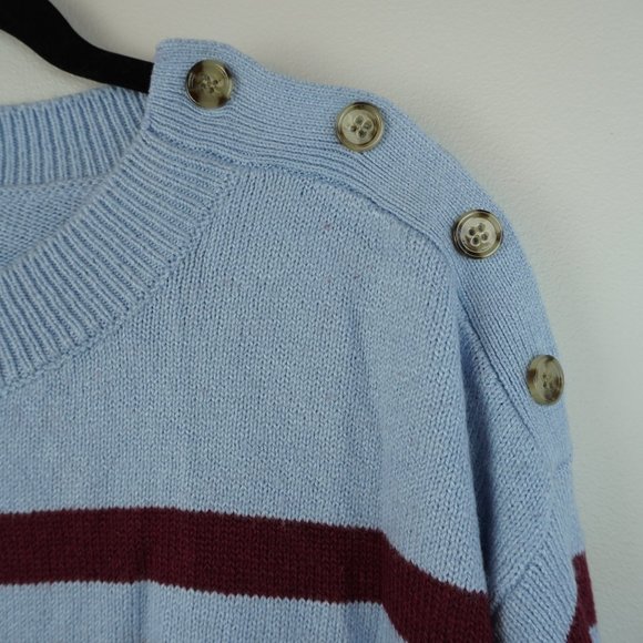 LOFT Light Blue‎ and Dark Red Striped Pullover Soft Sweater Size XL - Picture 4 of 6